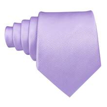 Lavender Plain Necktie Hanky Cufflinks Tie Clip Decor Kit For Summer Art Festival Banquet - Mauve Purple - View 3