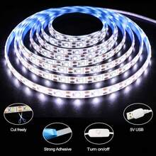 2835 501 مفتاح تبديل، شريط إضاءة LED قابل للتوصيل عبر USB، قابل للقطع، عمر طويل واستهلاك منخفض للطاقة، مناسب لغرفة النوم وغرفة المعيشة والمطبخ والخزانة والسلالم واللافتات التجارية والمناظر الطبيعية للمدينة - متعدد الألوان - مشاهدة 4