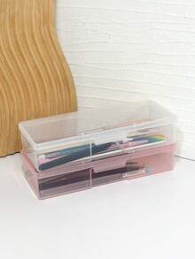 1 Peça Caixa Organizadora de Mesa com Tampa Basculante Transparente e Visível para Armazenamento de Ferramentas de Arte de Unhas, Caneta de Arte de Unhas, Lixa de Unhas, Tesoura e Acessórios, Caixa Vazia - Multicolorido - Visão 4