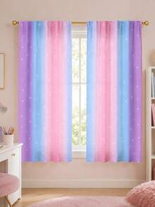 2 buah Tirai Semi-Transparan Poliester Motif Bintang Pelangi Gradien, Desain Modern untuk Semua Musim, 100% Poliester, Penyaring Cahaya, Dengan Kantong Batang, Mudah Digantung, Sempurna untuk Dapur, Ruang Cuci, Kamar Tidur, Ruang Belajar, Ruang Tamu - MultiWarna - View 10