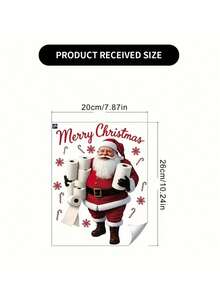 1 pieza Pegatina divertida de rollo de papel higiénico de Papá Noel, Pegatina decorativa de Papá Noel para puertas de armarios, paredes, inodoro, decoración de baño, autoadhesiva y removible, decoración navideña, pegatina decorativa de Navidad - Múltiples estilos - Ver 4