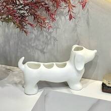 1個臘腸狗造型多功能牙刷架，附牙膏槽與4個電動牙刷槽，ABS材質，現代浴室收納風格，臘腸狗造型設計，浴室收納架，適用於梳妝台表面與居家使用 - 彩色 - 查看 7