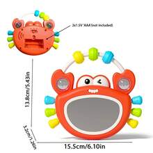 Infant Musical Glowing Crab Rattle Toy, Mirror Tummy Time Sleep Soothing Toy, Sensory Grasping Development Toy, Tactile Texture Early Education Toy, Suitable For All Holidays Christmas Vacation Birthday Newborn Gift - Multicolor - View 5