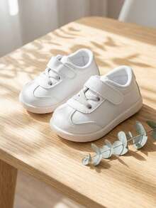 Girls' White Minimalist Fashion Versatile Lace-Up Soft Sole Comfortable Low-Top Breathable Casual Sports Shoes Suitable For Spring Outdoor Sports, School Commute Outfits - White - View 1