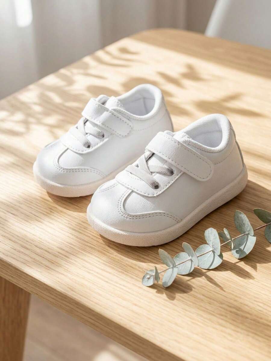 Girls' White Minimalist Fashion Versatile Lace-Up Soft Sole Comfortable Low-Top Breathable Casual Sports Shoes Suitable For Spring Outdoor Sports, School Commute Outfits - White - View 1