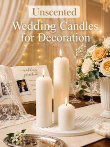 Smokeless Odorless White Pointed Cylindrical Candle Set - Home Decor Ornament, Suitable For Ramadan, Valentine's Day, Wedding Season And Christmas Decoration - Multiple Sizes - View 7