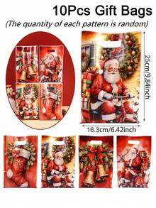 10/20/50pcs Christmas Gift Bags, Classic Santa Claus Riding Bicycle Print Snack Bags, Winter Holiday Gift Packaging Bags, Christmas Eve Party Supplies - Multicolor - View 11