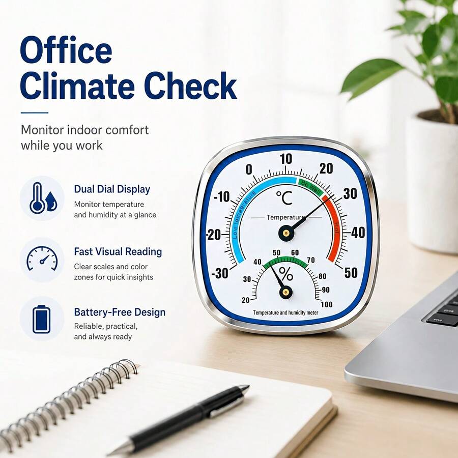 12 Zodiac Signs Office Climate Monitoring Temperature & Humidity Meter, Dual Dial Separate Temperature & Humidity Scales, Long-Lasting Mechanical Movement Maintenance-Free, Small Desktop Humidity Meter For Study And Closet - Mechanical Thermometer and Hygrometer - View 1