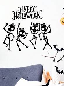 1pc Halloween Skeleton Dancing Horror Toilet Sticker, PVC Removable Halloween Ghost Decorative Wall Decal, Holiday Home Party Self-Adhesive Sticker - 33199-skeleton Dance - View 4