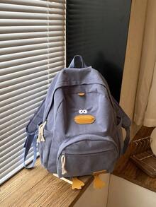 2025 New High Cost-Performance Student Backpack, Corduroy Minimalist Large Capacity Duck Pattern Middle School Student Bag - Blue - View 6