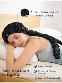 1Pc Satin Heatless Curving Wide Brim Sleeping Cap Long Hair Braid Styling Hat For Overnight Hair Wave - Multicolor - View 3