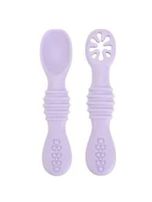 2PCS Solid Color Mini Silicone Baby Cutlery Set Easy Grip Self Feeding Spoon Utensils Easy To Clean Tableware Infant Dining Food Accessories - Multicolor - View 14