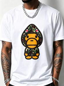 Camiseta Casual de Verano para Hombre - Camiseta con Estampado de Tiburón - Estilo Americano Simple - Camiseta Casual de Algodón con Cuello Redondo - estilo2 - Ver 1