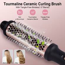 Hatteker Electric Hair Straightening And Curling Brush For Volumizing, Inward Curling, And Styling, Suitable For Long And Short Hair - Black - View 6