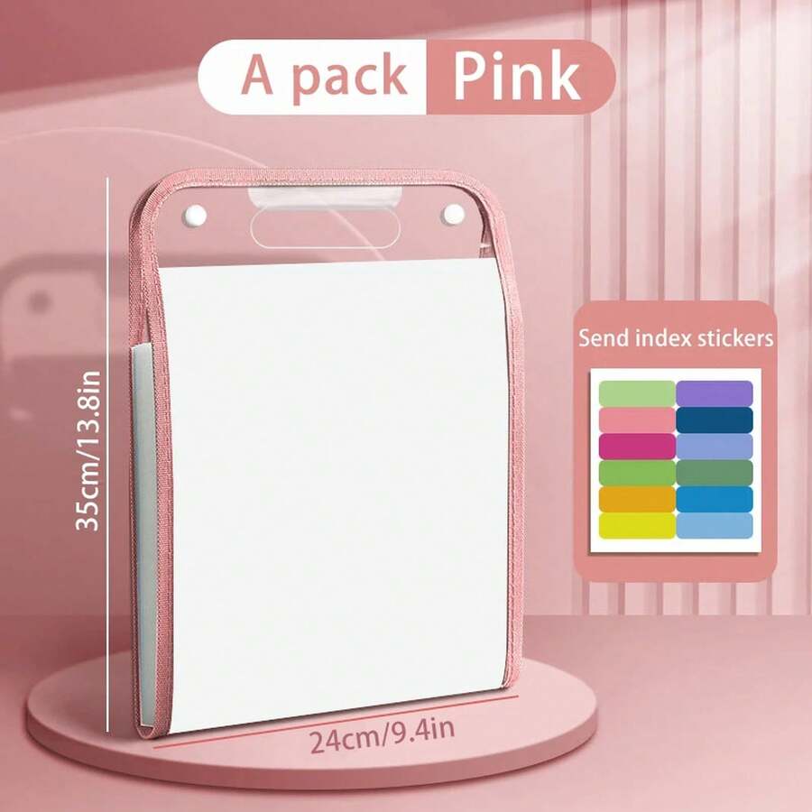 Bolsa de Almacenamiento Vertical Portátil A4 para Niños, Carpeta Acordeón de 13 Compartimentos, Bolsa de Archivo para Clasificación de Documentos y Exámenes Escolares - Rosa Roja - Ver 1