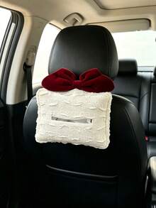 Car Hanging Tissue Box, Universal Car Back Seat Armrest Tissue Storage Box, Creative Bubble Bow Decor, Anti-Slip Fixed Car Interior Tissue Box, Sweet Girl Style Car Interior Accessory - Multicolor - View 3