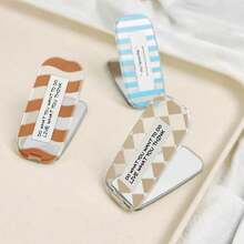 Striped Ins Style Mirror Phone Stand Back Sticker Transparent Funny Mirror New Year New Design Adhesive Polka Dot English Grid Minimalist Binge-Watching Phone Desktop Stand Foldable High Aesthetic For Women - Multicolor - View 2