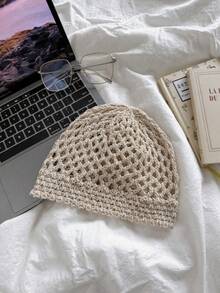 1pc Women's Y2K Cute Casual Fashion Handmade Crochet Hollow Knit Bucket Hat, Suitable For Outdoor, Photography And Daily Wear - Multicolor - View 9