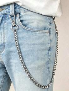 1pc Men's Pants Chain Stylish Fashion Versatile Easy Double Layer Street Punk Hip-Hop Pants ChainPerfect Couple's Accessory & Holiday Gift - Silver - View 2