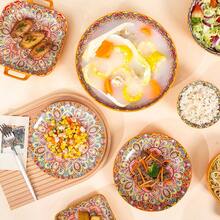 Mandala Dinnerware Sets (3Pcs), Buffet Dinnerware, Boho Plates And Bowls Dish Set With Salad Plate 8inch Dinner Plate 4.8inch Bowl, Apply Casual Dining Indoor Outdoor Dining Part - Multicolor - View 4