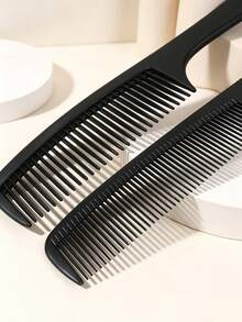 4Pcs Professional Carbon Hair Comb Set, Anti Static Rat Tail Parting Comb Fine Tooth Barber Cutting Combs, Heat Resistant Smooth Teasing Styling Combs For Salon Haircut Braiding Ponytail Natural Hair Women Hairdressing Accessories - Black - View 4