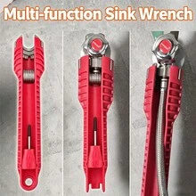 1pc Heavy Duty 5-In-1 Multi-Function Sink Wrench, Heavy Duty Plastic Construction, Integrated Design, With Pentagonal Socket And Pentagonal Socket Head - Multicolor - View 2