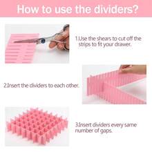 Drawer Dividers, Adjustable Drawer Organizer, Suitable For Socks, Underwear, Bras, Cosmetics, Bedroom Office Storage - Pink - View 7