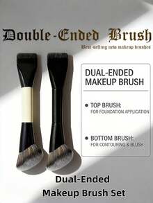 Single Double Head Makeup Brush Set, Multi-Functional Flat Foundation Blush Powder Brush, Portable Beauty Makeup Tools - Makeup Brush Set - View 1