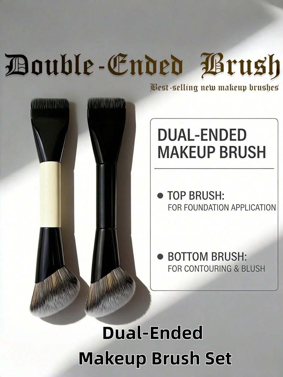 Single Double Head Makeup Brush Set, Multi-Functional Flat Foundation Blush Powder Brush, Portable Beauty Makeup Tools - Makeup Brush Set - View 1