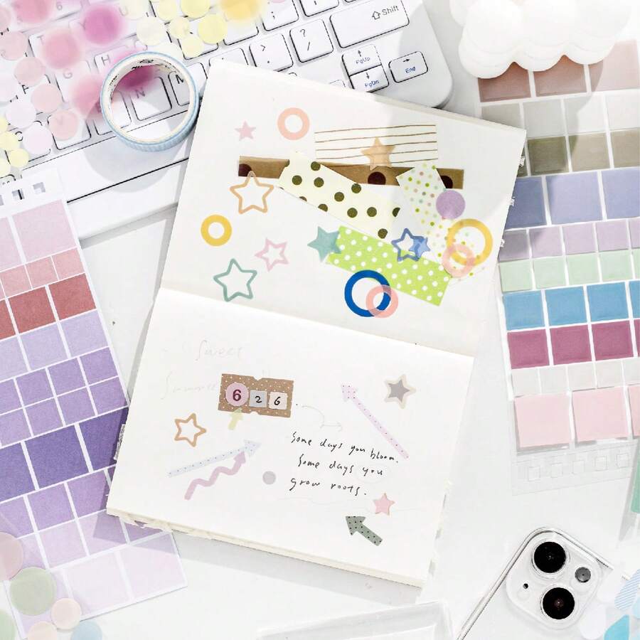 JotBox Colorist's Notebook Sticker Book, Light Vintage Style, Polka Dot, Highlight Marker, Star, Basic Scrapbook Material Stickers - Colorist's Notes - View 1