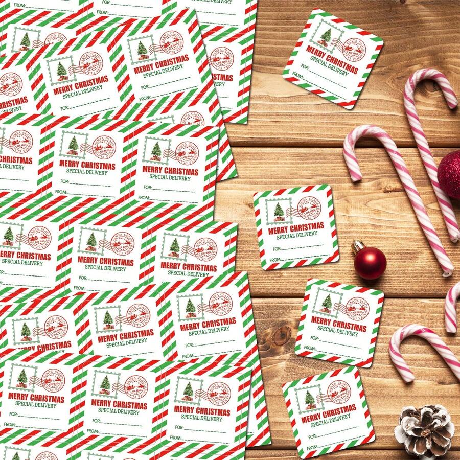 120pcs/20sheets Merry Christmas Gift Tag Stickers, Self-Adhesive Christmas Name Labels For Gift Wrapping & Party Favors, Holiday Gift Labels, Party Supplies & Christmas Decorations - Multicolor - View 1