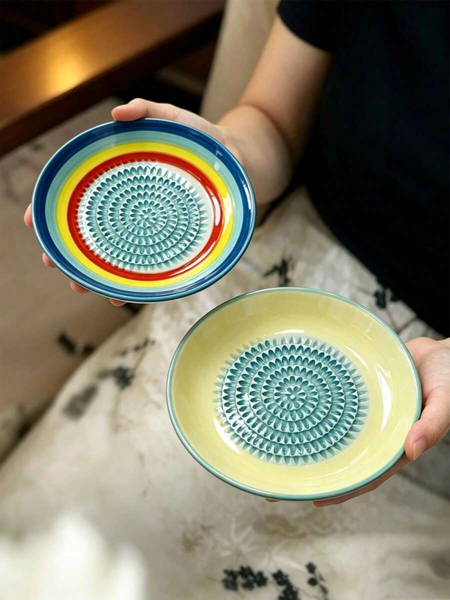 1pc Multifunctional Ceramic Food Grinder, Grinding Plate, Manual Food Mill, Garlic Grater, Suitable For Ginger, Garlic, Carrot And Other Ingredients, Essential Kitchen Tool - Multicolor - View 1