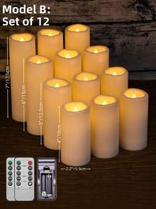 4/12pcs Flameless Candle Lights With Timer Remote Control, Battery Powered Flickering Wish Candles For Outdoor Use, Suitable For Christmas, Valentine's Day, Halloween, Proposal, Wedding, Gift, Birthday, Party - White - Warm Light - View 11