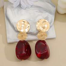 Vintage Spiral Metal Wrapped Texture Disc Drop Earrings, Western Style - Multicolor - View 7