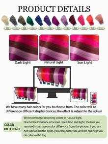 Mini Tape-In Hair Extensions, Real Human Hair, Colorful Invisible Tape-In Hair Extensions, Highlight Color, Party Hair Accessories, Ready To Wear, No Glue Needed, Suitable For Holidays, Festivals, School Supplies, Parties, Weddings, Daily Wear, Suitable For All Women, Girls, Brides - Multicolor - View 10