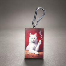 1pc Cat Funny Print Portable Ashtray With Pull-Up Design, Cat Reminder Pattern, Ashtray Gift - One Size Fits All - View 5