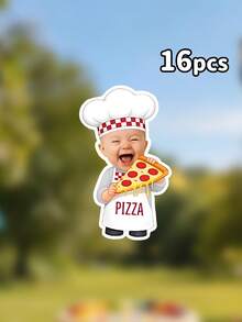Custom Kid Photo Little Pizza Chef Birthday Banner,One Slice Happy Birthday Decor,Pizza Party Bunting,First Birthday Gift,Nursery Decor,Baby Shower - Multicolor - View 9