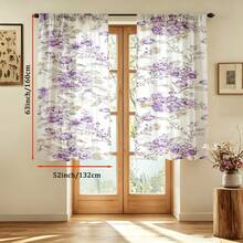 2PCS Digital Printed Curtains, Soft Light Purple Tulip Floral Pattern, Pretty French Romantic Style For Girls Bedroom Decor - Multicolor - View 15