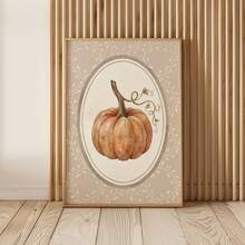 1 pièce Affiche sur canevas sans cadre vintage aquarelle citrouille automne, décoration murale style ferme neutre shabby chic pour chambre, essentiels de dortoir, impressions vintage funky pour la rentrée scolaire, chambre d'étudiant - Citrouille à l'aquarelle - Voir 1