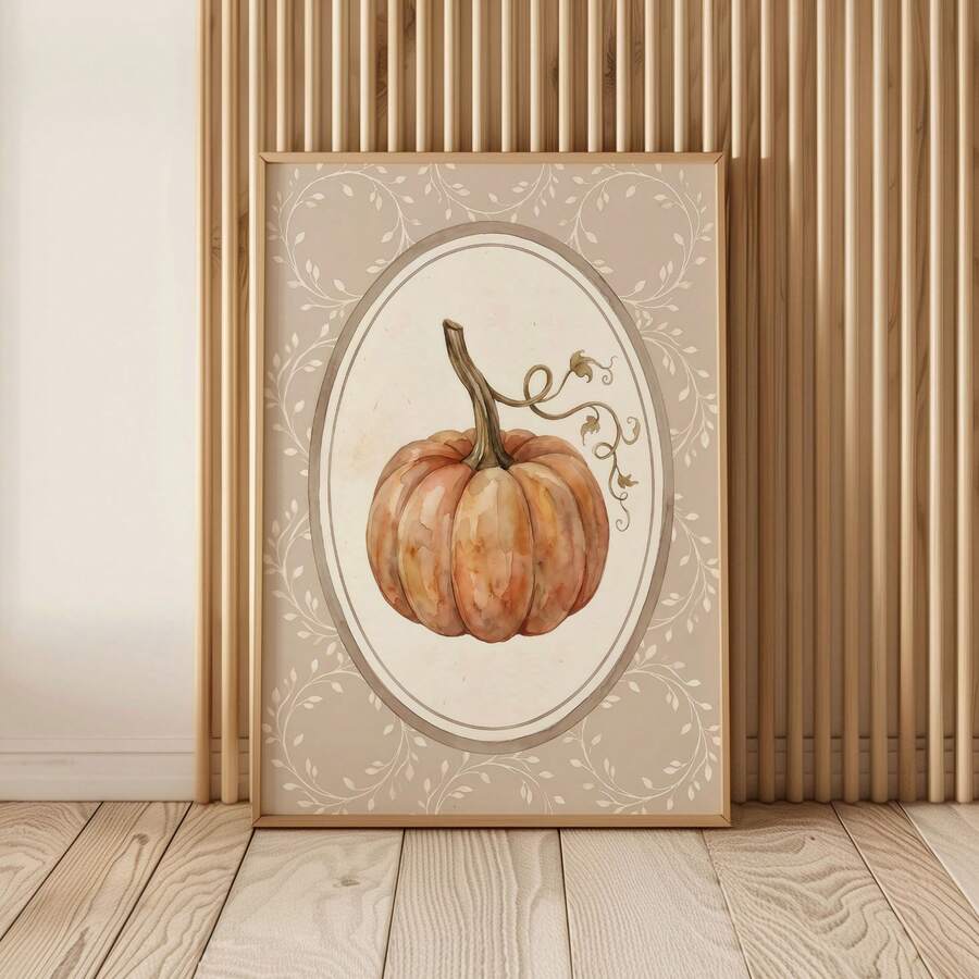 1 pièce Affiche sur canevas sans cadre vintage aquarelle citrouille automne, décoration murale style ferme neutre shabby chic pour chambre, essentiels de dortoir, impressions vintage funky pour la rentrée scolaire, chambre d'étudiant - Citrouille à l'aquarelle - Voir 1