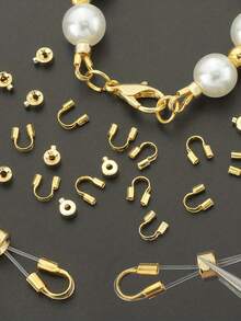 20-200pcs Jewelry Making Kit | Gold-Plated Flat Clasp, U-Shaped Hook, Bead Spacers, Metal Wire Connectors, Clasp Wrappers, Handmade Beaded Necklace - Multicolor - View 10