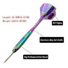 1 Set Anak Panah Warna-warni 24g, Anak Panah Ujung Baja Profesional, Batang Aluminium, Dilengkapi Kotak Penyimpanan - Biru - View 4