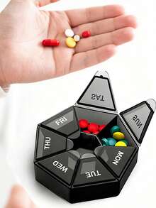 1/3-pack 7-dagars pillerbox, bärbar sexkantig pillerbox för resor med 7 fack, transparent vitaminpillerbox, lämplig för tabletter och kosttillskott, vattentät daglig pillerdispenser, lämplig för resor, kontor och studentboende, flera färger tillgängliga - Visa 8