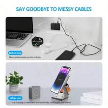 3-In-1 Foldable Portable 15W Multi-Function Wireless Charging Station, Compatible With Apple Devices - Multicolor - View 9
