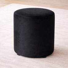 Puff Narciso Cilindro Live Banqueta Multiuso Para Sala e Quarto Pés Antiderrapantes Veludo Premium - Preto - Preto - Visão 1