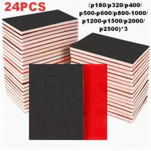 24 buah Spons Amplas Lembut Persegi 180-2500 Grit Amplas Basah/Kering, Blok Amplas yang Dapat Dicuci dan Digunakan Kembali untuk Permukaan Halus, Cocok untuk Kayu, Logam, Papan Gipsum, Kaca, Cat, Model, Pengamplasan dan Pemolesan Furnitur - Hitam - View 14