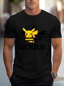 Men's Pure Cotton Short Sleeve T-Shirt Casual Summer Graphic Print Relaxed Fit Breathable Comfortable Daily Wear Basic Tee - 黑色 - 查看 6