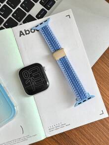 1pc Boys Girls Nylon Watch Band, Elastic Sport Band, Diamond Pattern Two-Tone Magnetic Buckle Woven Strap, Compatible With AppleWatch Series SE/1/2/3/4/5/6/7/8/9 Ultra 40mm 41mm 42mm 44mm 45mm 49mm All Sizes, Fashionable Smart Watch Accessory, Hot New Birthday Gift Back To School - Multicolor - View 8
