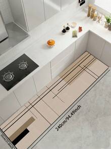 1pc Warm Brown Geometric Block Diatom Mud Kitchen Mat, 3.5mm Rubber Bottom Anti-Slip Wear-Resistant, Suitable For Kitchen, Bathroom, Entryway, Hallway, Corridor, Clean Minimalist Lines, Fits Various Decor Styles - Multicolor - View 11