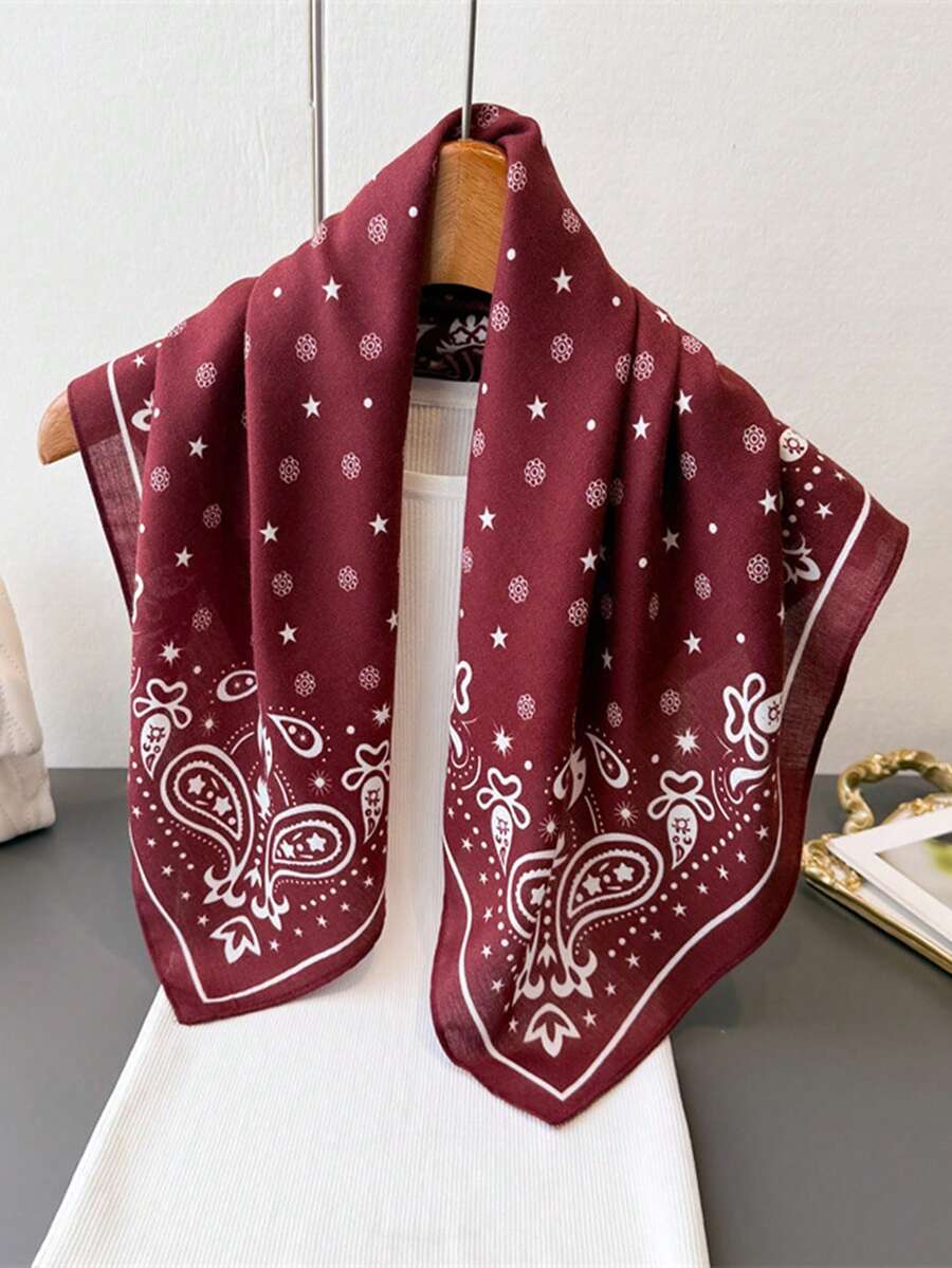 極簡印花 70cm 正方形絲巾 春季新款 百搭女款腰帶 包包裝飾 緞帶 頭巾 髮飾 時尚圍巾 - 彩色 - 查看 1